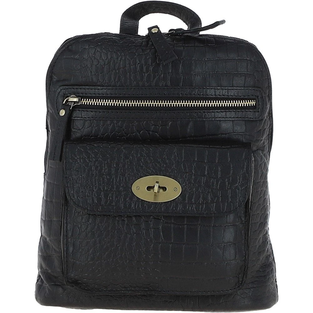 Croc Print Leather Mini Backpack Black: L-75
