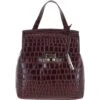 Crocodile Print Leather Backpack Bordeaux: C-51