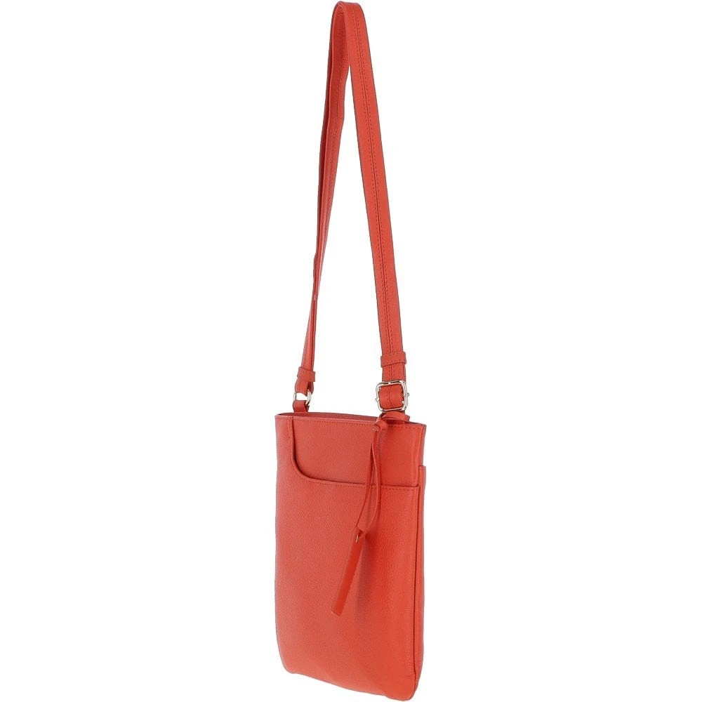 Curve Zip Top Leather Cross Body Bag Orange: 63028 - Image 3