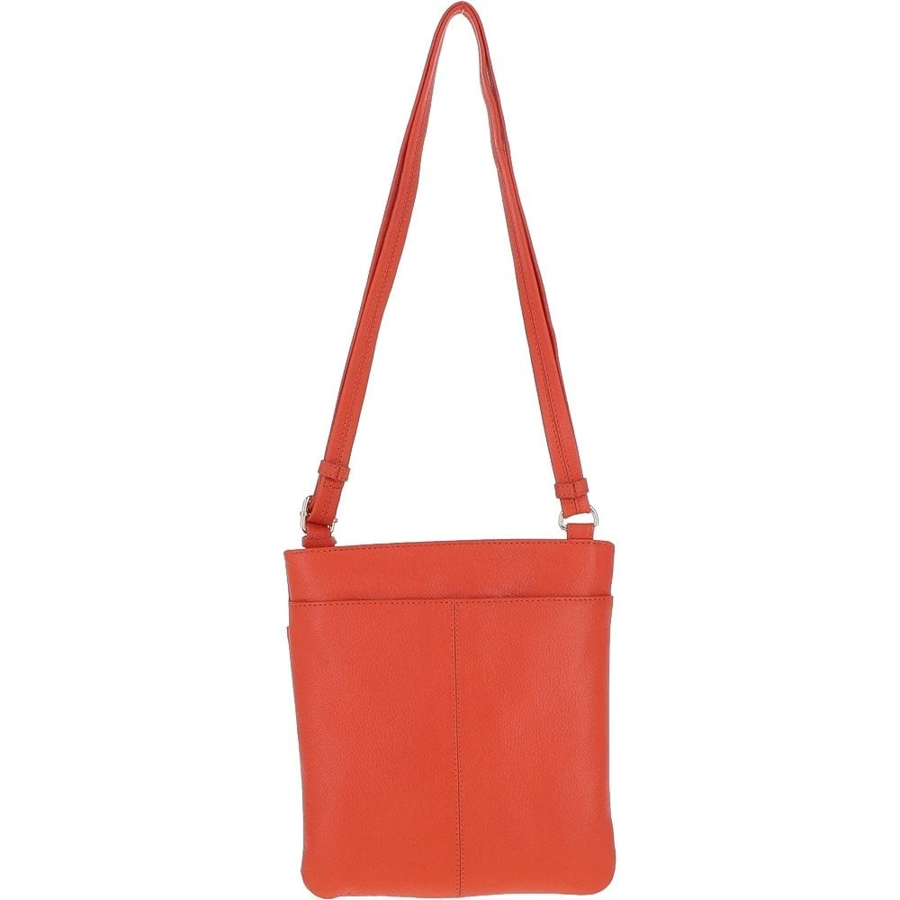 Curve Zip Top Leather Cross Body Bag Orange: 63028 - Image 4