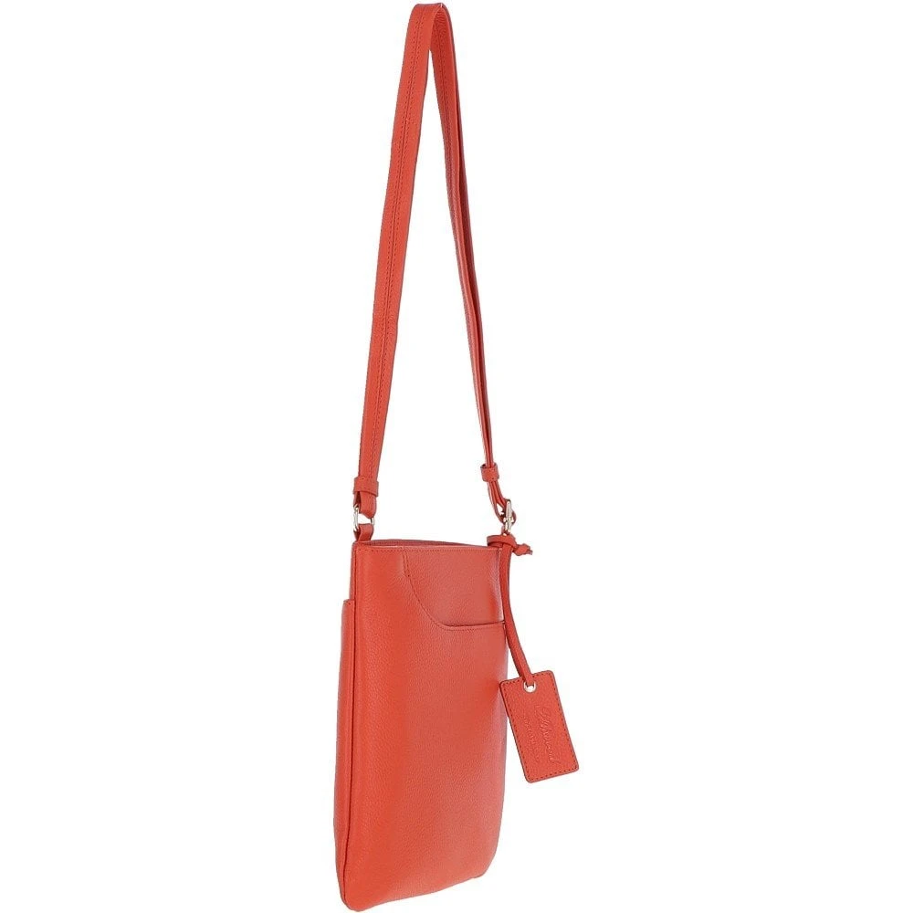 Curve Zip Top Leather Cross Body Bag Orange: 63028 - Image 5