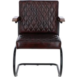Deep Padded Leather Seat With Metal Frame Chestnut LF-191