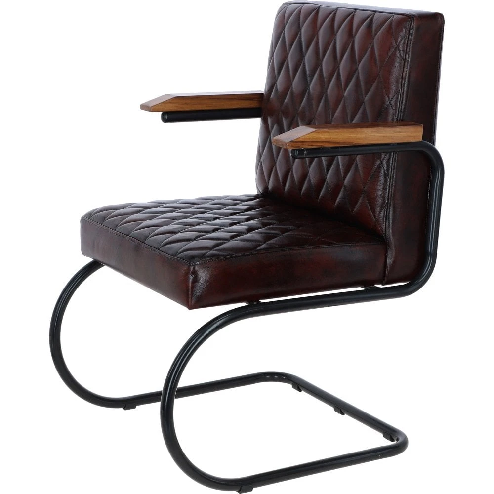 Deep Padded Leather Seat With Metal Frame Chestnut LF-191 - Image 2