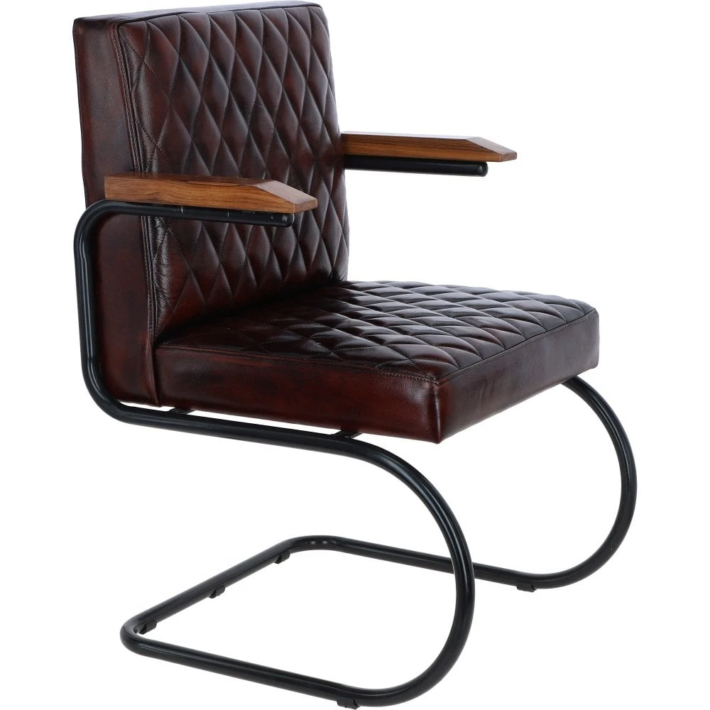 Deep Padded Leather Seat With Metal Frame Chestnut LF-191 - Image 4