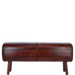 Elegant Brown Leather Pouffe: LF-189
