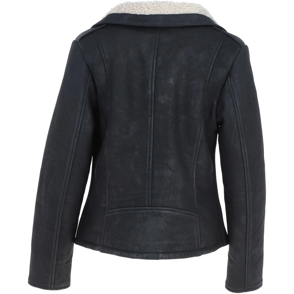 Faux Fur Biker Style Jacket Black: Jan - Image 3