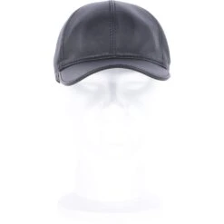 Felt Lined Leather Baseball Cap Black : Woodmere