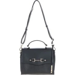 Flap Over Leather Handbag Black: Z-76