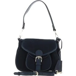 Flap Over Suede Handbag Navy: S-15