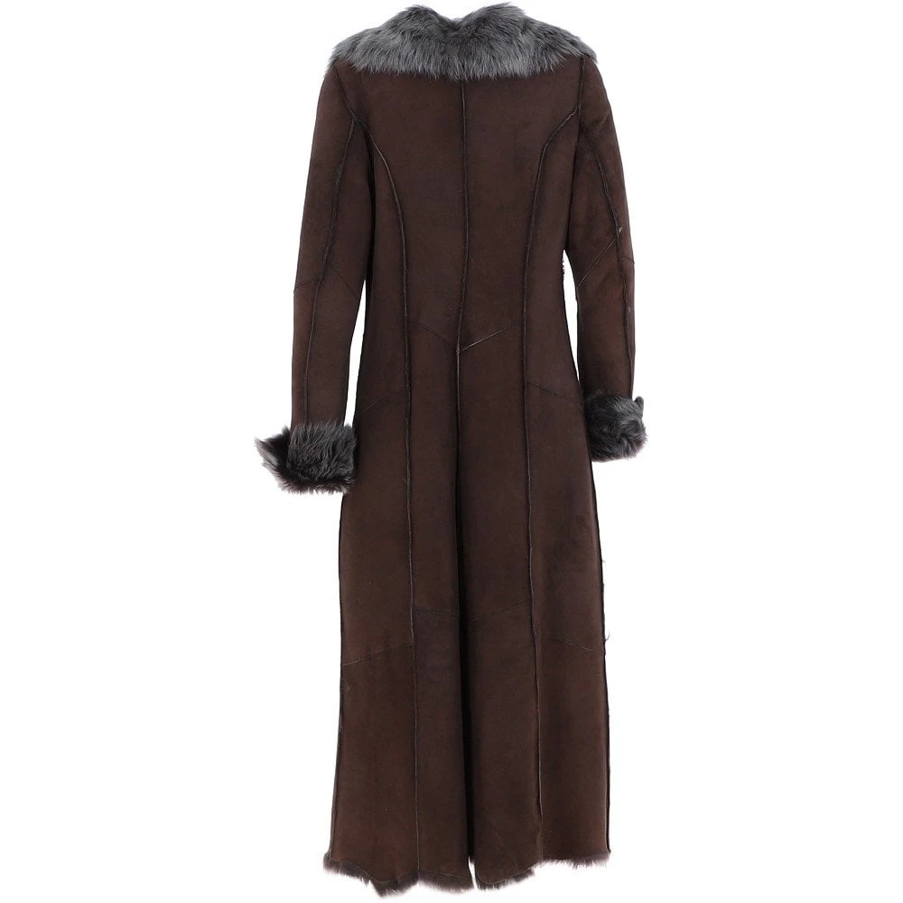 Full Length Toscana Suede Leather Coat Brown: Squisita - Image 3