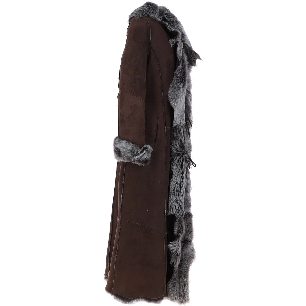 Full Length Toscana Suede Leather Coat Brown: Squisita - Image 4