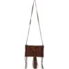 Handcrafted Leather Crossbody Bag With Fringe Detail Rust: Ela 1303