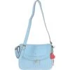 Ladies Large Flap Over Leather Shoulder Bag Winter Sky: J-16