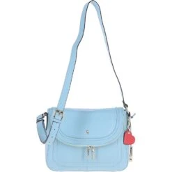 Ladies Large Flap Over Leather Shoulder Bag Winter Sky: J-16