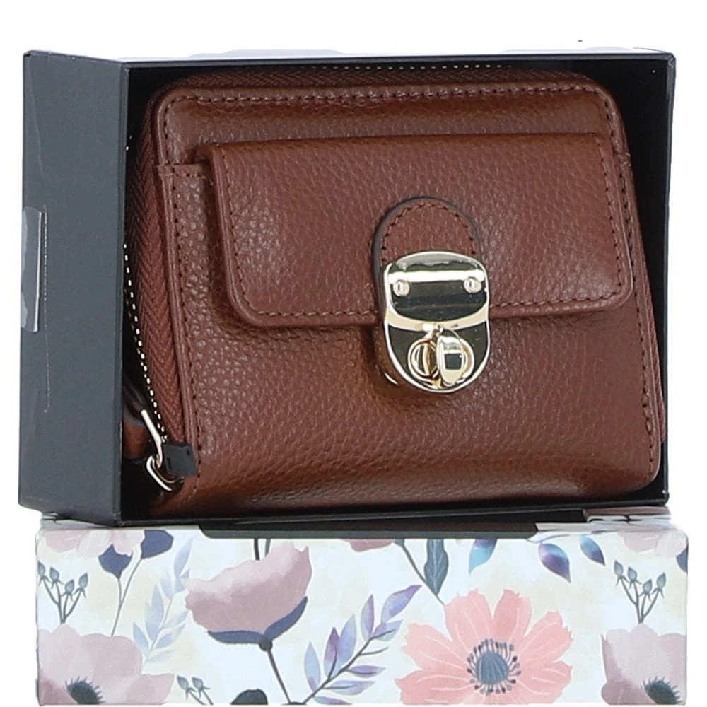 Ladies Leather Purse 2 Tone Tan: 32057 - Image 2