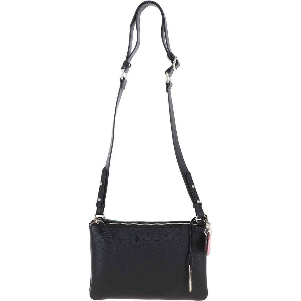 Ladies Two Sections Leather Shoulder Bag Black: J-18