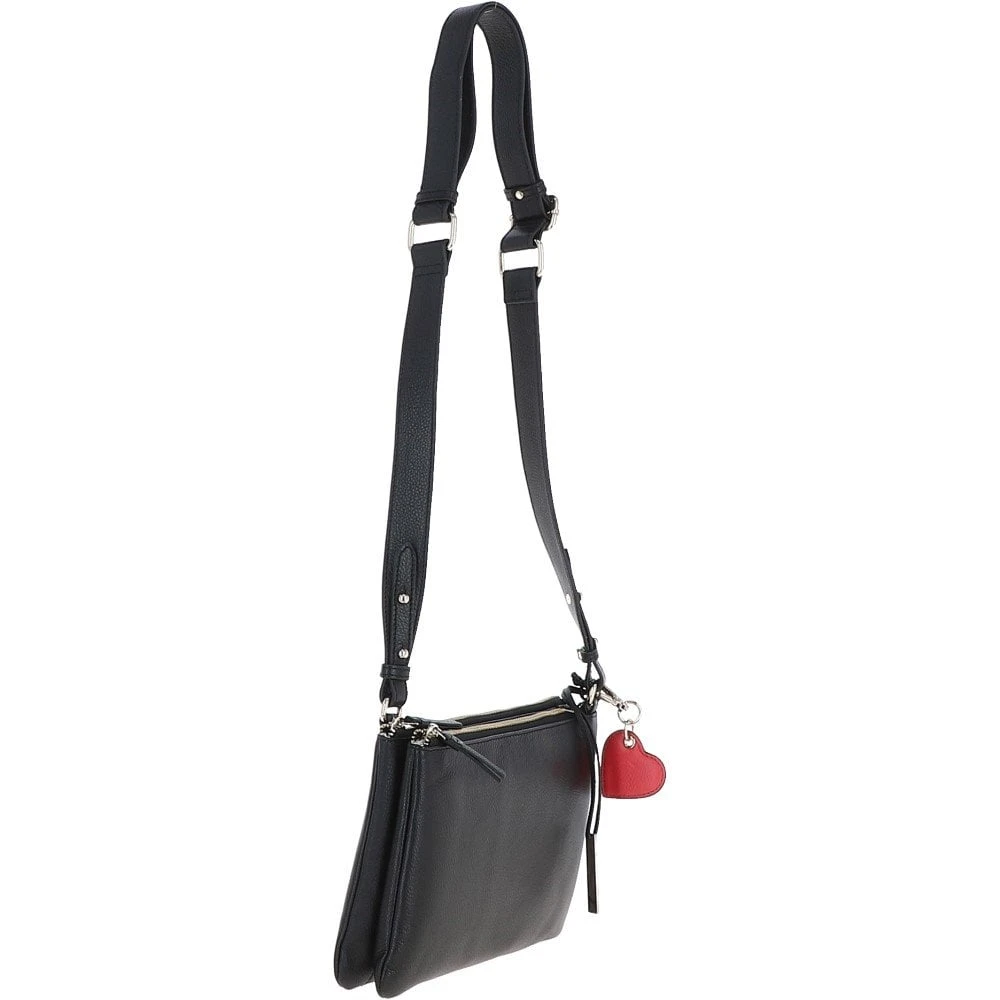 Ladies Two Sections Leather Shoulder Bag Black: J-18 - Image 4