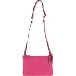 Ladies Two Sections Leather Shoulder Bag Raspberry: J-18