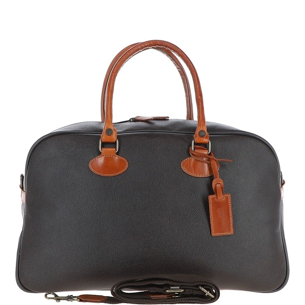 Large Football Print Leather Holdall Brown/tan: Baron