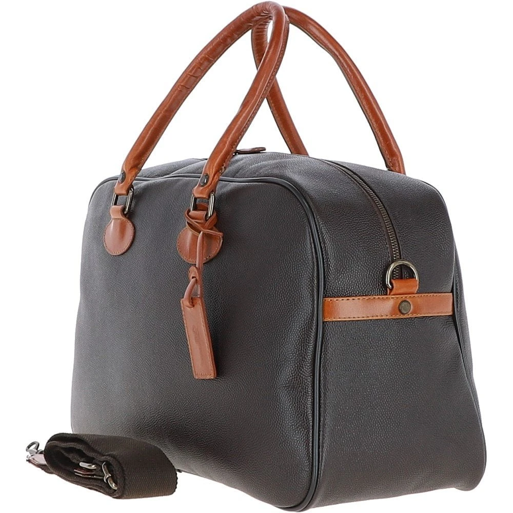 Large Football Print Leather Holdall Brown/tan: Baron - Image 2