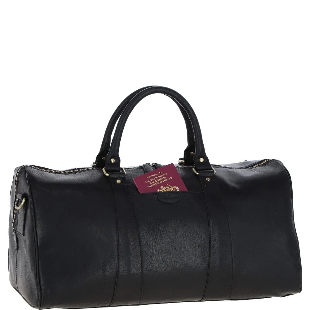 Large Leather Holdall – Black: T-77 - Image 4