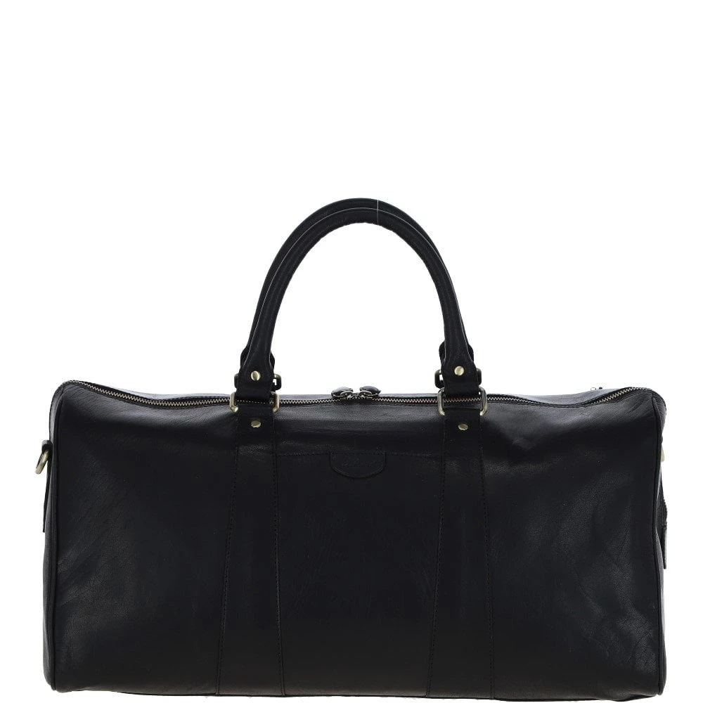 Large Leather Holdall – Black: T-77 - Image 5