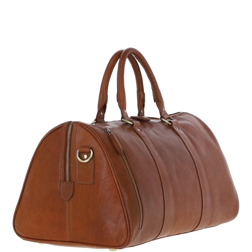Large Leather Holdall – Honey: T-77 - Image 4