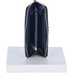 Large Leather Zip Around Note And Coin Purse Black : Ash-09