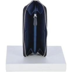 Large Leather Zip Around Note And Coin Purse Black : Ash-18