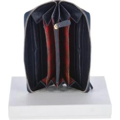 Large Vegetable Tanned Leather Note And Coin Purse Navy: POH-1006