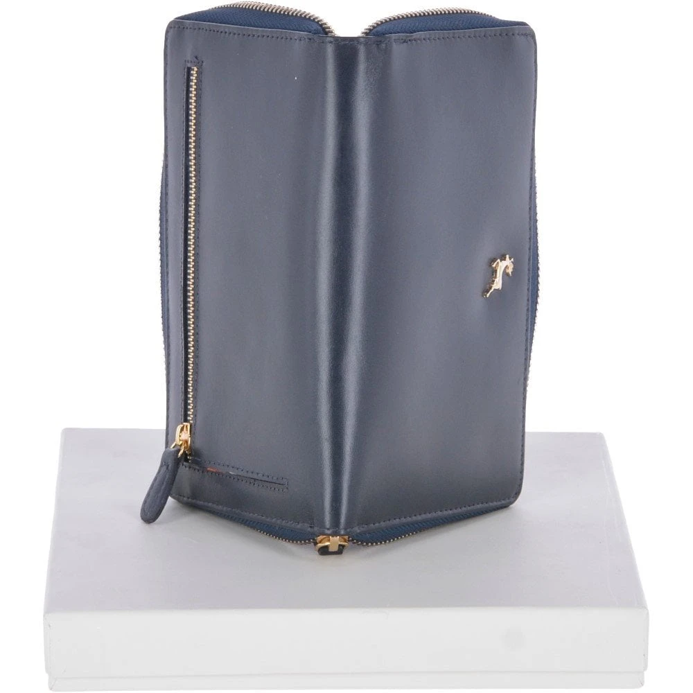 Large Vegetable Tanned Leather Note And Coin Purse Navy: POH-1006 - Image 3