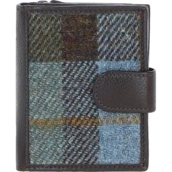 Leather And Harris Tweed Three Compartment Wallet Brown/Mcload: TW-12-01-BM