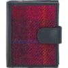 Leather And Harris Tweed Three Compartment Wallet Navy/Pink: TW-12-06-NP
