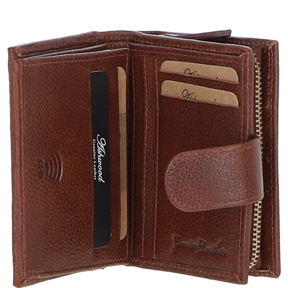 Leather And Harris Tweed Three Compartment Wallet Tan/Navy: TW-12-011-TN - Image 2