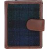 Leather And Harris Tweed Three Compartment Wallet Tan/Watch: TW-12-04-TW