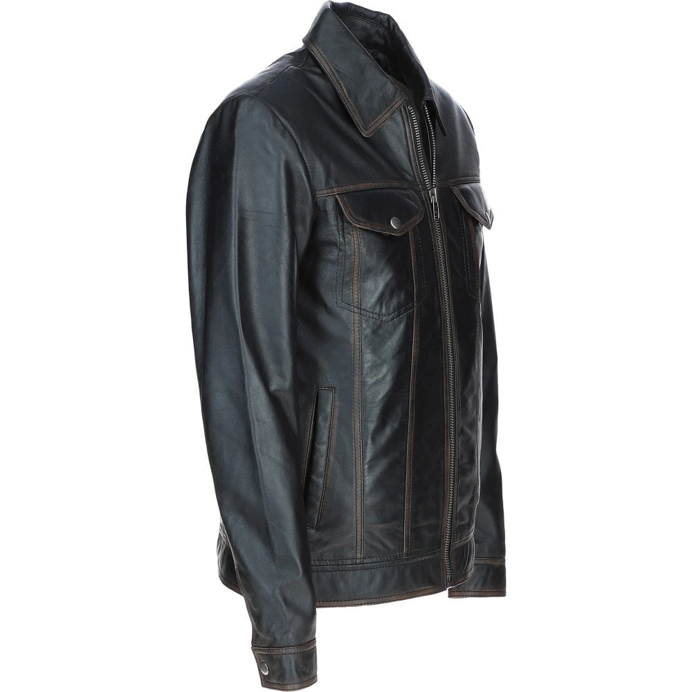 Leather Bomber Jacket Black Ruboff: 1896 | Becks - Image 5