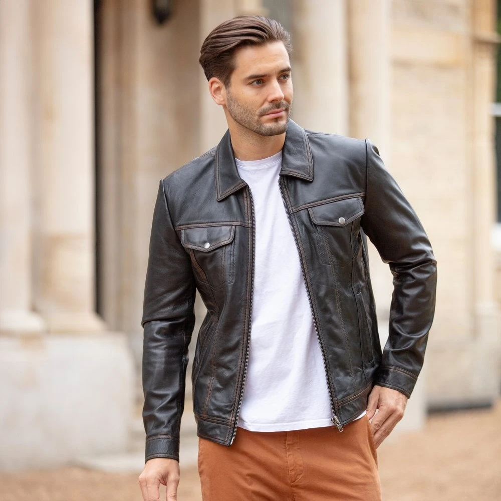 Leather Bomber Jacket Black Ruboff: 1896 | Becks - Image 2