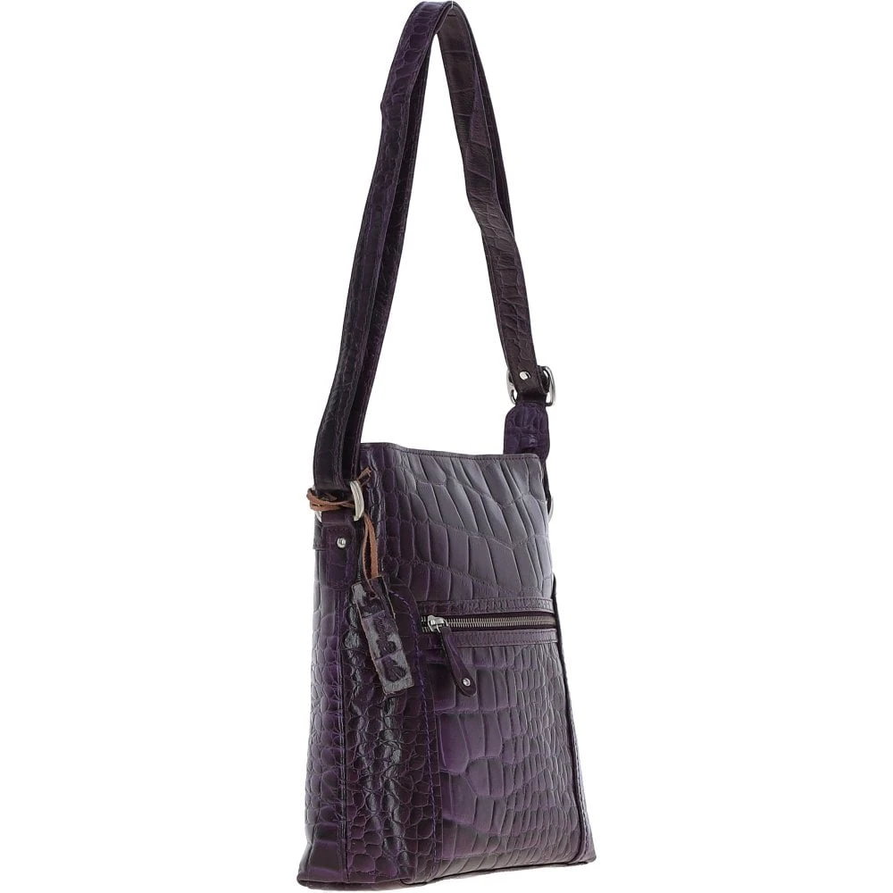Ashwood Leather Croc-embossed Shoulder Bag For Woman Purple: 12088 - Image 5