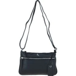 Leather Crossbody Bag Black: Swansea