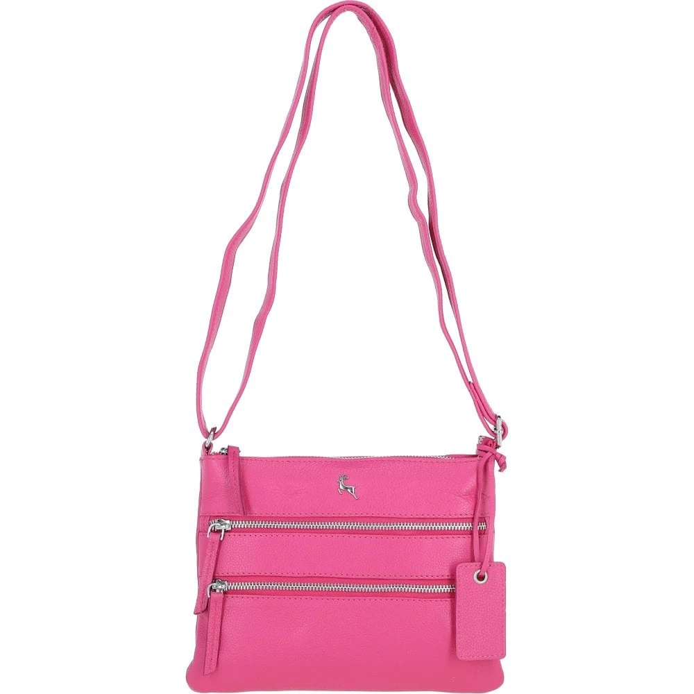 Leather Crossbody Bag Hot Pink: Ayr