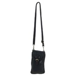 Leather Crossbody Smart Phone Bag Black: D-99