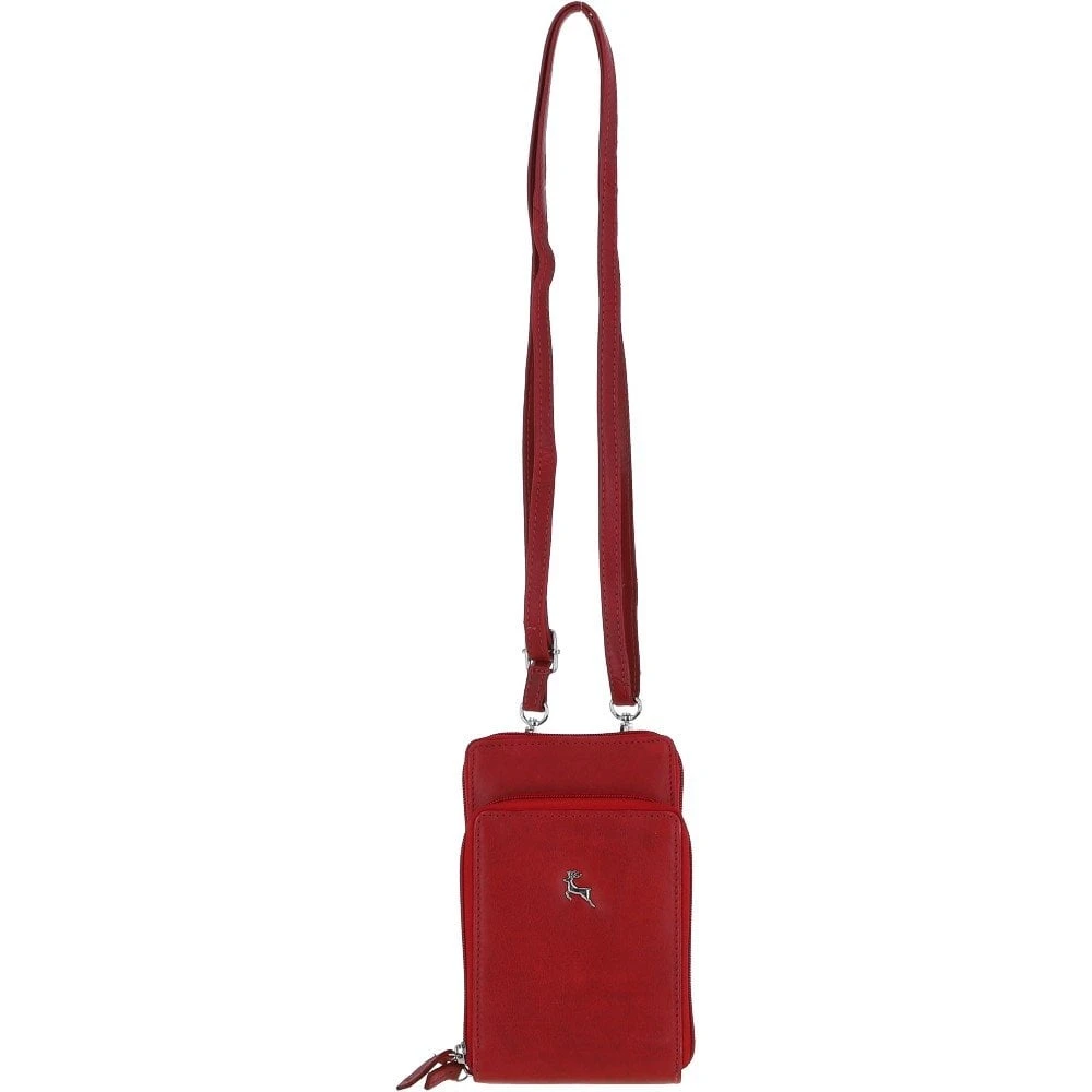 Leather Crossbody Smart Phone Bag - Red: PH-2