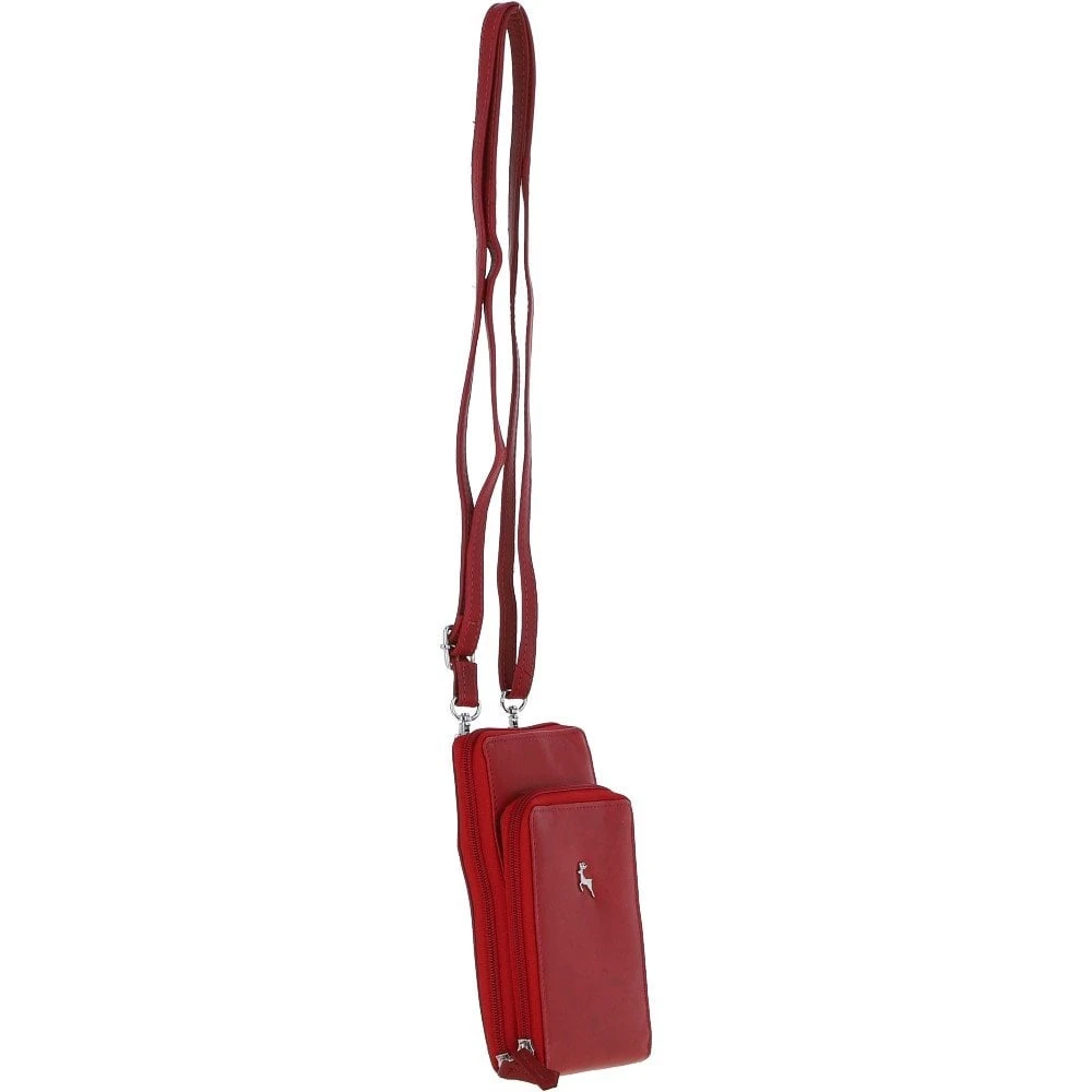 Leather Crossbody Smart Phone Bag - Red: PH-2 - Image 4