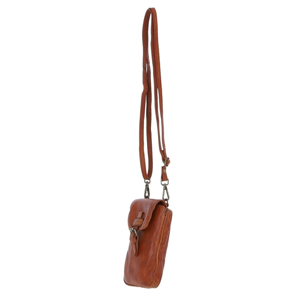 Leather Crossbody Smart Phone Bag Tan: D-99 - Image 3