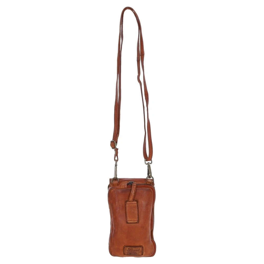 Leather Crossbody Smart Phone Bag Tan: D-99 - Image 4