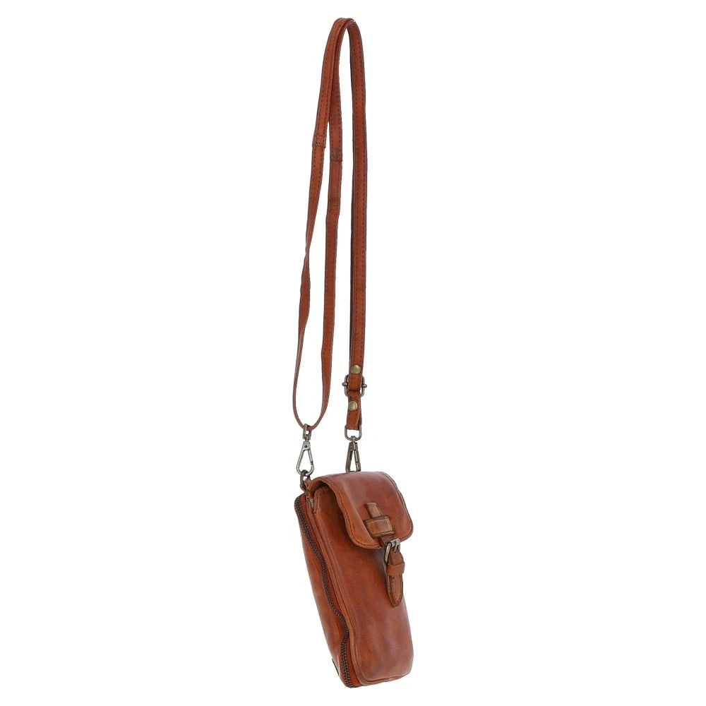 Leather Crossbody Smart Phone Bag Tan: D-99 - Image 5
