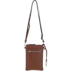 Leather Crossbody Smart Phone Bag Tan: Z-71