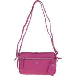 Leather Crossbody X Shoulder Bag Berry: Sterling