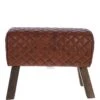 Leather Diamond Stitch Stool Medium Brown: KI-103
