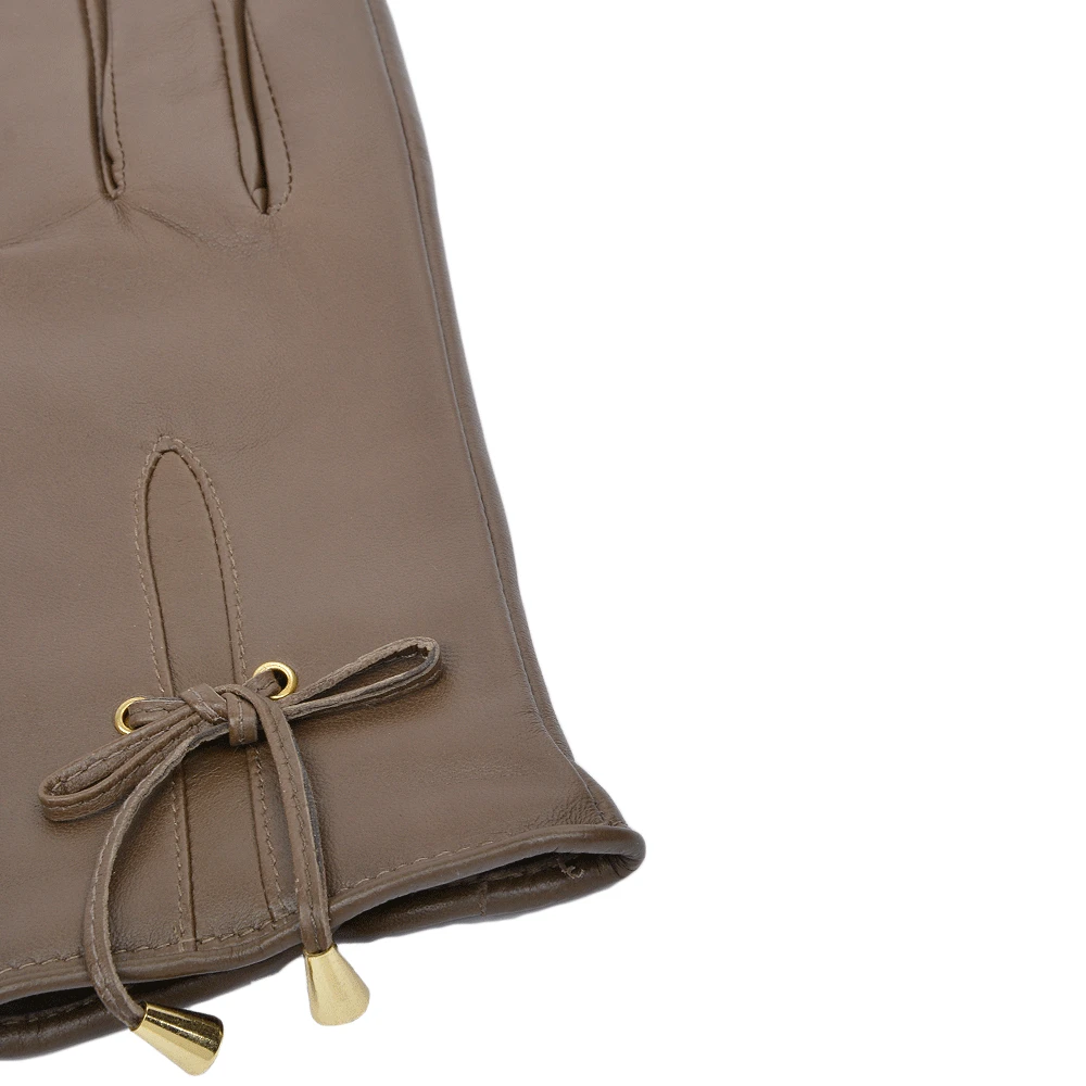 Leather Gloves Taupe : 055 - Image 2